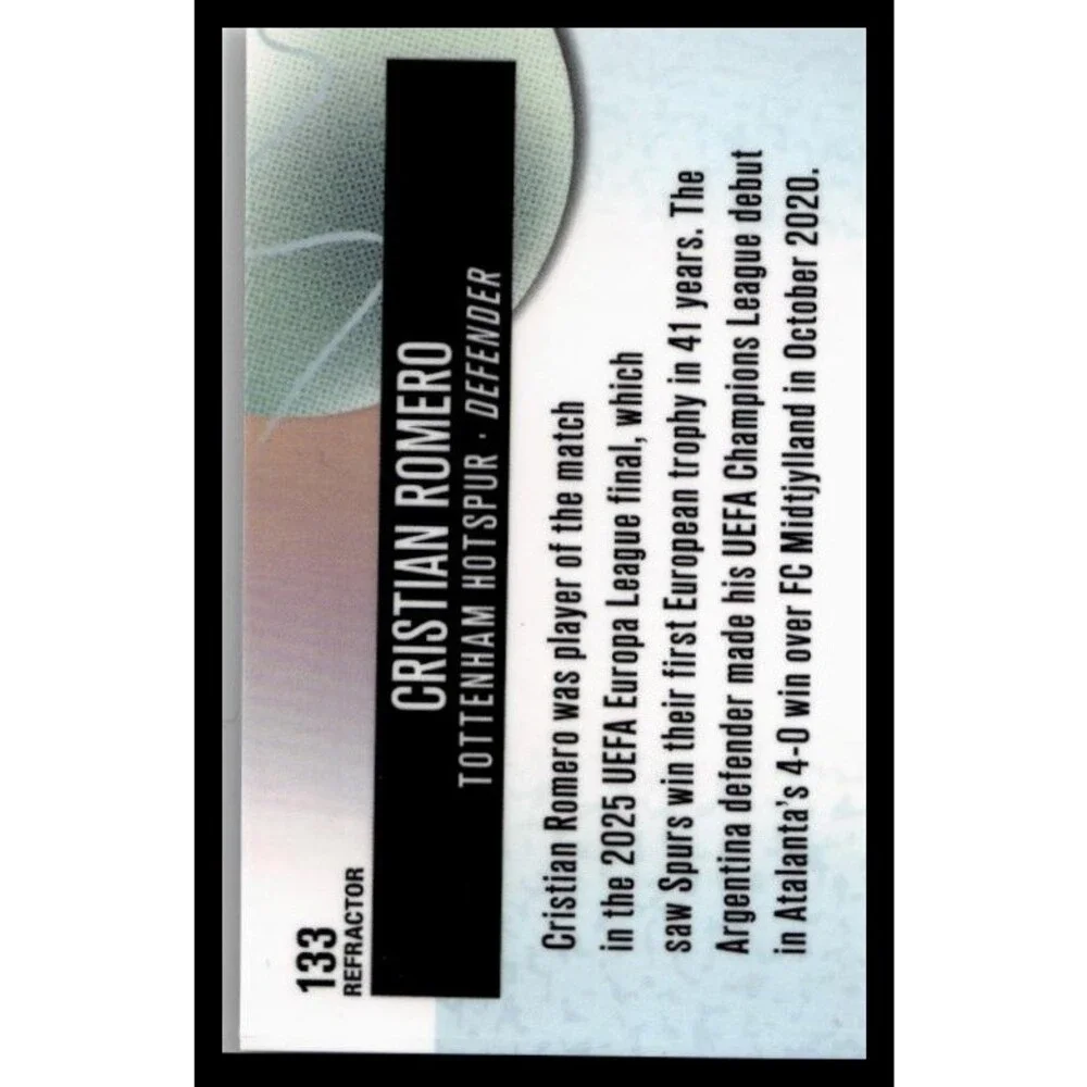 2025-26 Finest UEFA Club Competitions Cristian Romero Refractor Tottenham